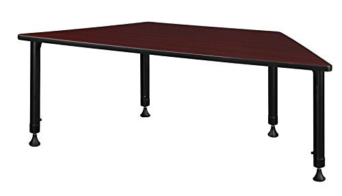 66" x 30" Trapezoid Height Adjustable Classroom Table- Mahogany