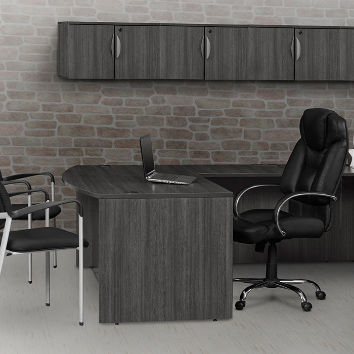 TOP's office modern furniture with black vinyl side chairs and an Ash Grey Legacy executive desk and Big & Tall Chair 
