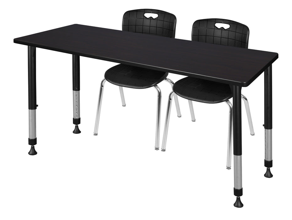 Kee 60" x 30" Height Adjustable Classroom Table & 2 Andy 18-in Stack Chairs