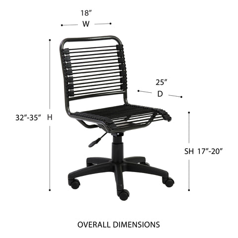 Black Bungie/Black Frame / Low Back Office Chair