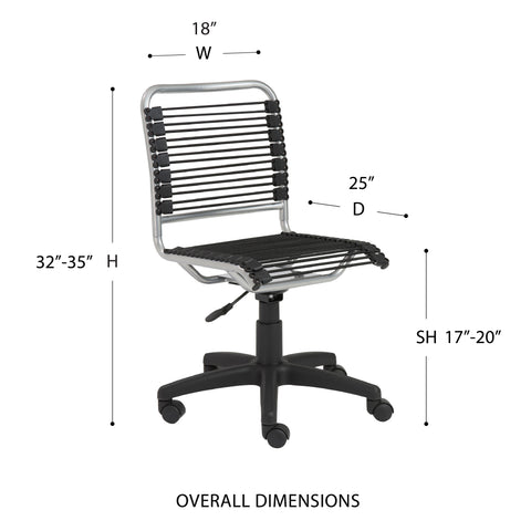 Black Bungie/Aluminum Frame / Low Back Office Chair