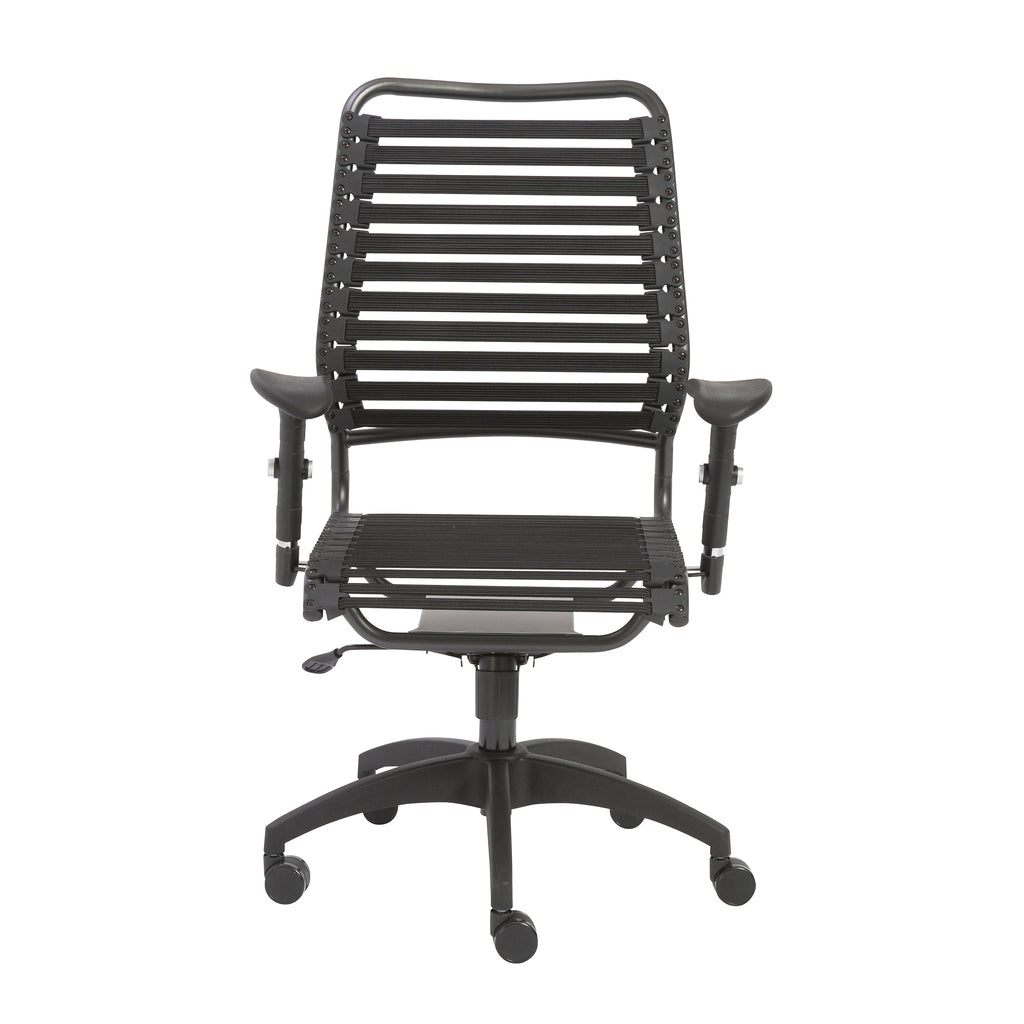 Eurostyle Baba High Back Flat Bungie Office Chair, Adjustable Arms, Black