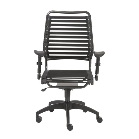 Eurostyle Baba High Back Flat Bungie Office Chair, Adjustable Arms, Black