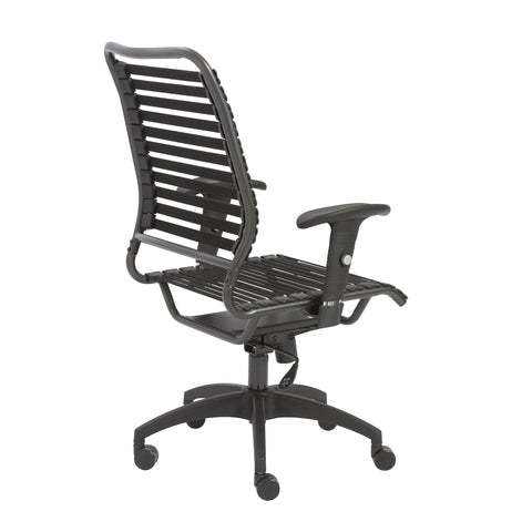 Eurostyle Baba High Back Flat Bungie Office Chair, Adjustable Arms, Black