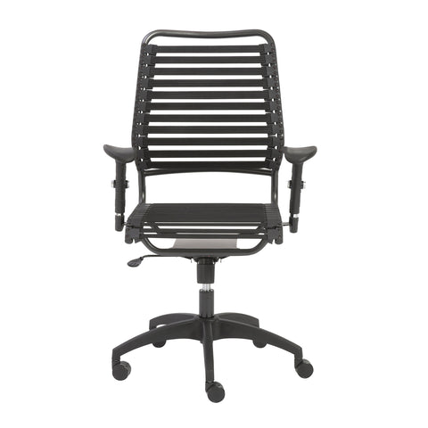 Eurostyle Baba High Back Flat Bungie Office Chair, Adjustable Arms, Black