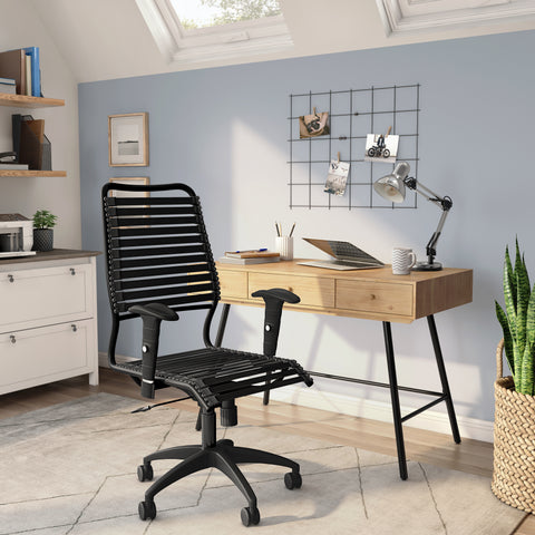 Eurostyle Baba High Back Flat Bungie Office Chair, Adjustable Arms, Black