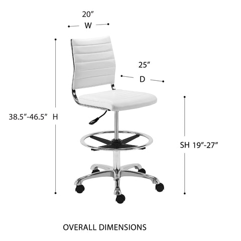 White / Armless Drafting Stool