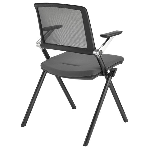 Eurostyle Hilma Mesh Nesting Visitor Chairs, Stackable 4 High, 2-Pack, Gray