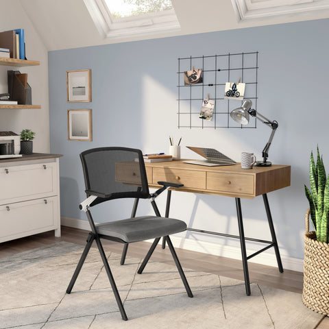 Eurostyle Hilma Mesh Nesting Visitor Chairs, Stackable 4 High, 2-Pack, Gray