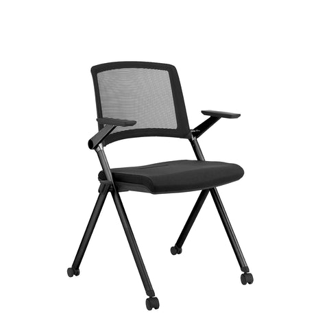 Eurostyle Reino Rolling Nesting Chairs with Mesh Backs, Set of 2, Black