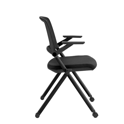 Eurostyle Reino Rolling Nesting Chairs with Mesh Backs, Set of 2, Black