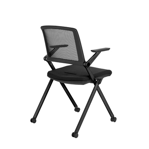Eurostyle Reino Rolling Nesting Chairs with Mesh Backs, Set of 2, Black