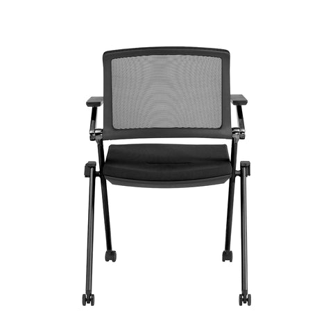 Eurostyle Reino Rolling Nesting Chairs with Mesh Backs, Set of 2, Black