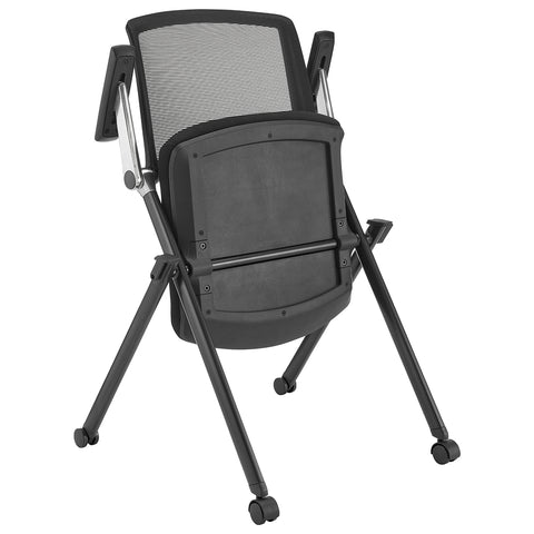 Eurostyle Reino Rolling Nesting Chairs with Mesh Backs, Set of 2, Black