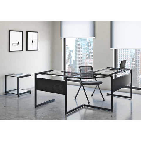 Eurostyle Reino Rolling Nesting Chairs with Mesh Backs, Set of 2, Black