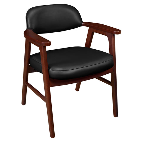 Regency 476 Mid-Century Modern Accent Chair – Upholstered Vinyl Seat with Solid Beech Wood Frame, Contoured Back, Stylish & Comfortable for Home, Office, & Waiting Rooms