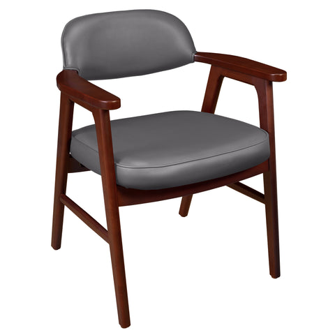 Regency 476 Mid-Century Modern Accent Chair – Upholstered Vinyl Seat with Solid Beech Wood Frame, Contoured Back, Stylish & Comfortable for Home, Office, & Waiting Rooms