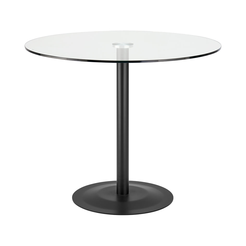 Euro Style Ava 36 Inch Round Tempered Glass Bistro Table for 4, Matte Black