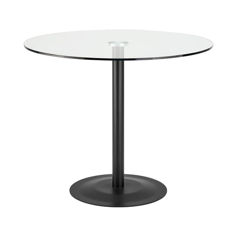 Euro Style Ava 36 Inch Round Tempered Glass Bistro Table for 4, Matte Black
