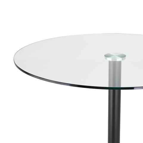 Euro Style Ava 36 Inch Round Tempered Glass Bistro Table for 4, Matte Black