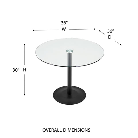 Euro Style Ava 36 Inch Round Tempered Glass Bistro Table for 4, Matte Black