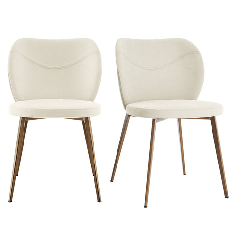 Beige/Antique Bronze / Set of 2 Dining Chairs