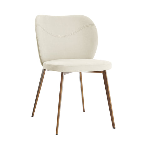 Beige/Antique Bronze / Set of 2 Dining Chairs