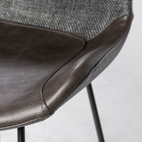 Eurostyle Alisa Fabric and Leatherette Counter Stool with Footrest, Gray