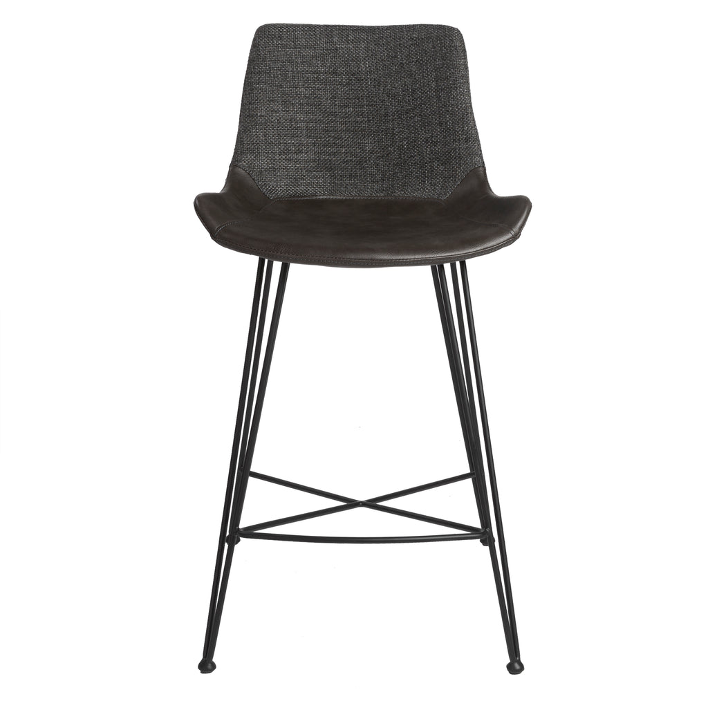 Eurostyle Alisa Fabric and Leatherette Counter Stool with Footrest, Gray