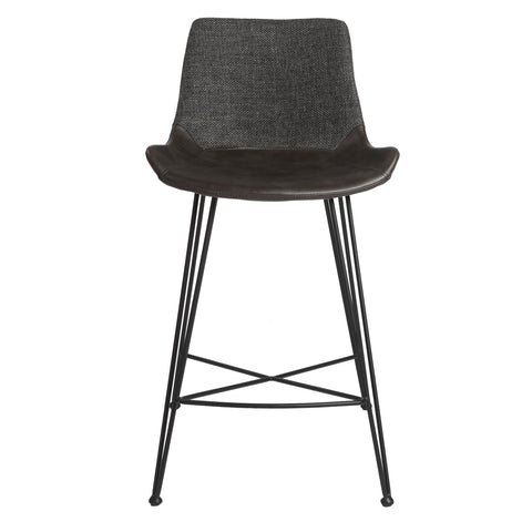 Eurostyle Alisa Fabric and Leatherette Counter Stool with Footrest, Gray