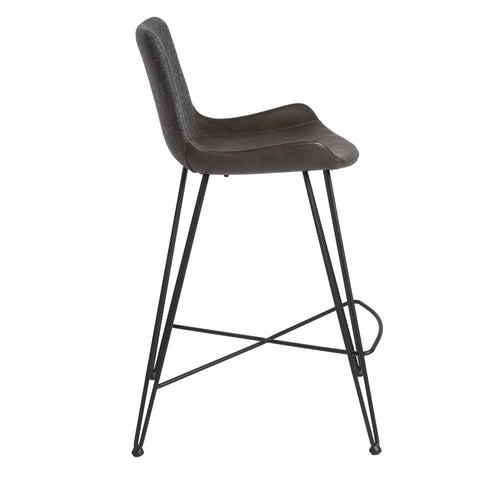 Eurostyle Alisa Fabric and Leatherette Counter Stool with Footrest, Gray