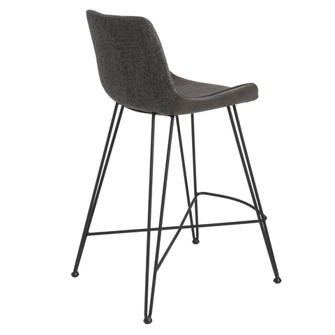 Eurostyle Alisa Fabric and Leatherette Counter Stool with Footrest, Gray