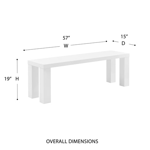 High Gloss White / 57 Dining Bench