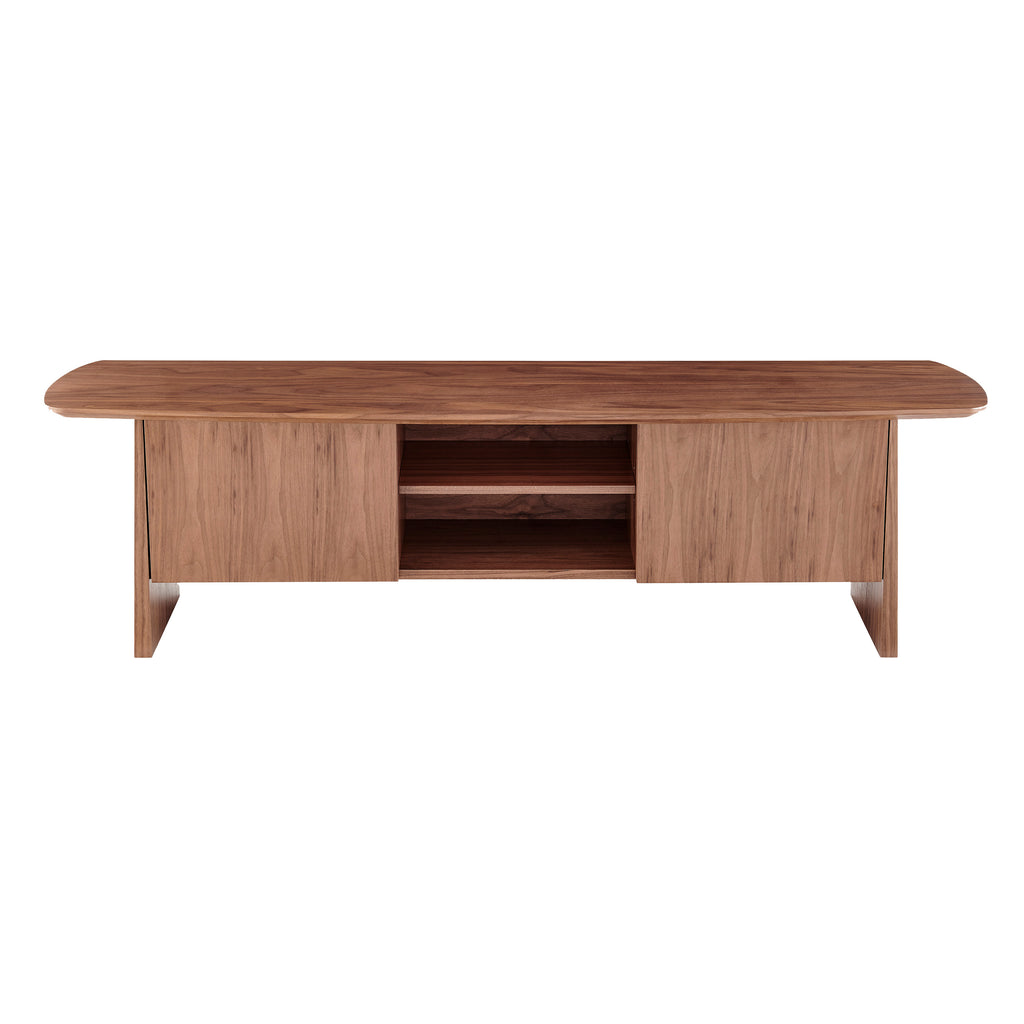 Eurostyle Folke 71 Inch Media Stand with 3-Level Adjustable Shelves, Walnut