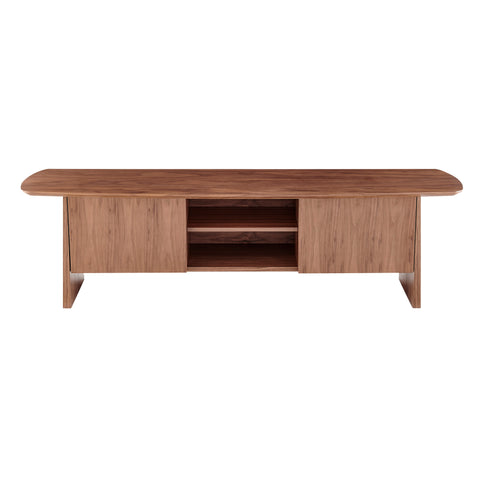 Eurostyle Folke 71 Inch Media Stand with 3-Level Adjustable Shelves, Walnut