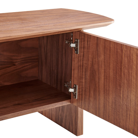 Eurostyle Folke 71 Inch Media Stand with 3-Level Adjustable Shelves, Walnut