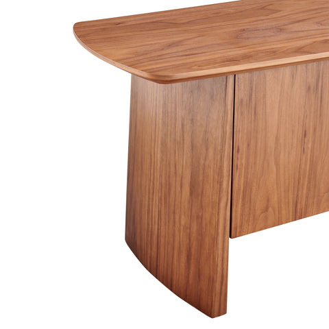 Eurostyle Folke 71 Inch Media Stand with 3-Level Adjustable Shelves, Walnut