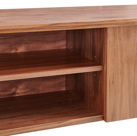 Eurostyle Folke 71 Inch Media Stand with 3-Level Adjustable Shelves, Walnut