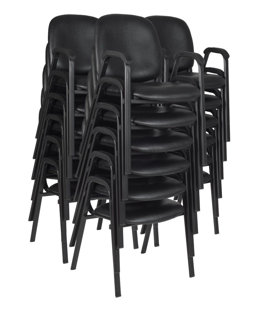 Romig Ace Vinyl Guest Stacking Chair with Arms, Durable and Comfortable Upholstery, Sturdy Steel Frame, Stackable Design for Office, Reception, and Conference Areas