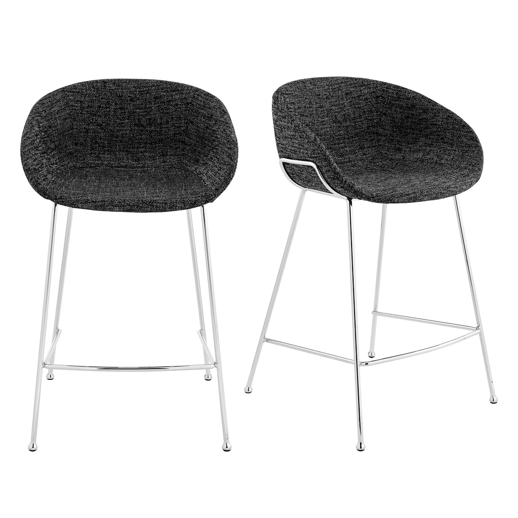 Black Fabric / Set of 2 Counter Stools