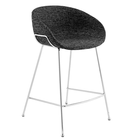 Black Fabric / Set of 2 Counter Stools