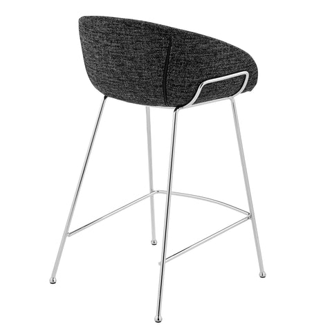 Black Fabric / Set of 2 Counter Stools