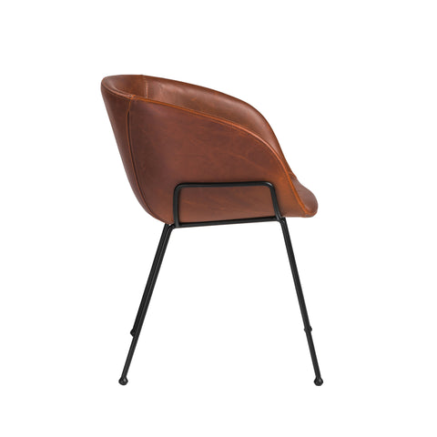 Saddle Brown Leatherette / Set of 2 Dining Armchairs