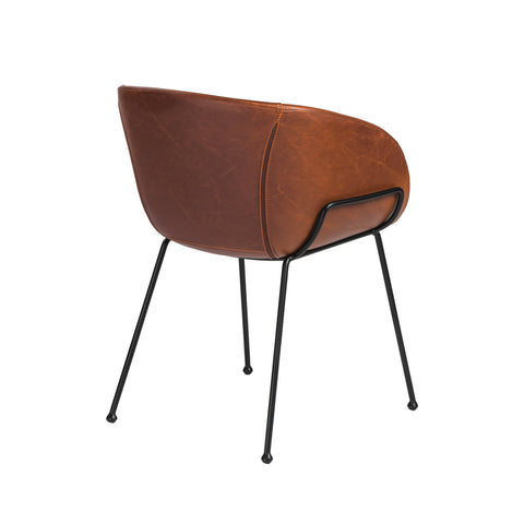 Saddle Brown Leatherette / Set of 2 Dining Armchairs