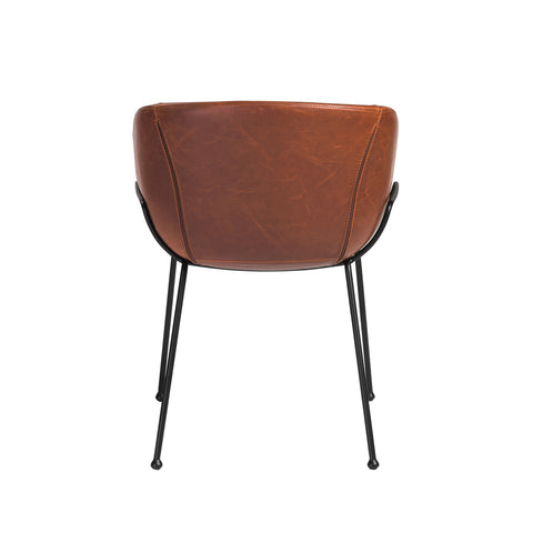 Saddle Brown Leatherette / Set of 2 Dining Armchairs