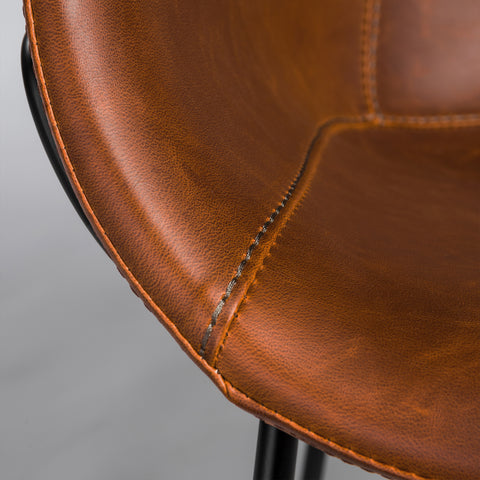 Saddle Brown Leatherette / Set of 2 Dining Armchairs