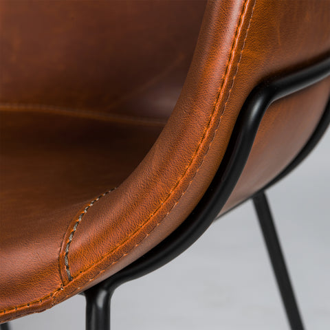 Saddle Brown Leatherette / Set of 2 Dining Armchairs