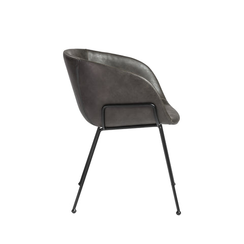 Charcoal Gray Leatherette / Set of 2 Dining Armchairs