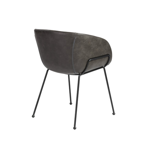 Charcoal Gray Leatherette / Set of 2 Dining Armchairs