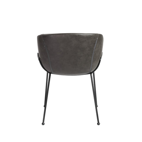 Charcoal Gray Leatherette / Set of 2 Dining Armchairs